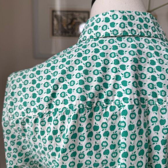 Talbots Green Apple Novelty Print 100% Cotton Half Button Popover Shirt 10 - Picture 3 of 8